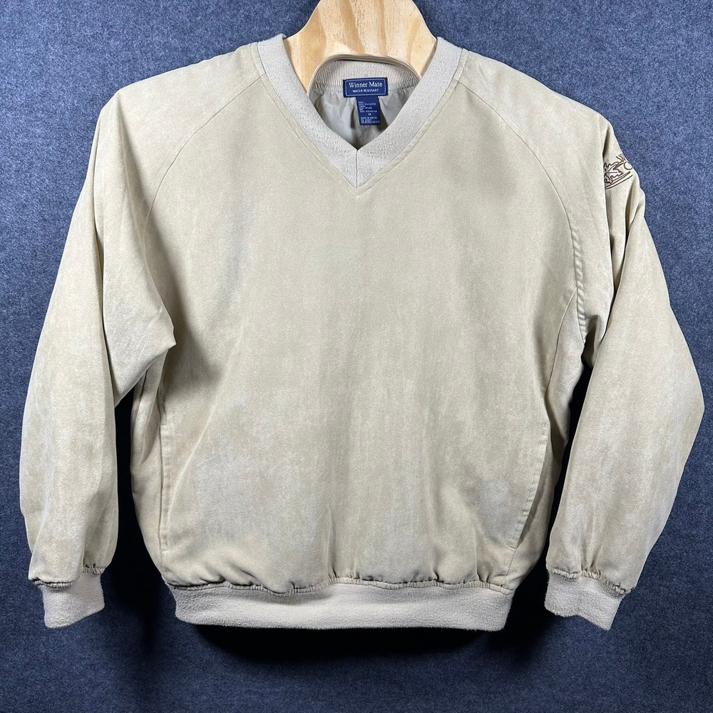 Winner Mate‎ Mens V Neck Pullover Jacket Size Medium Tan Golf Water Resistant